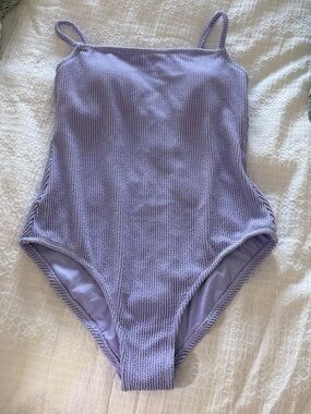 Kona Sol Lavender Textured One-Piece Swimsuit